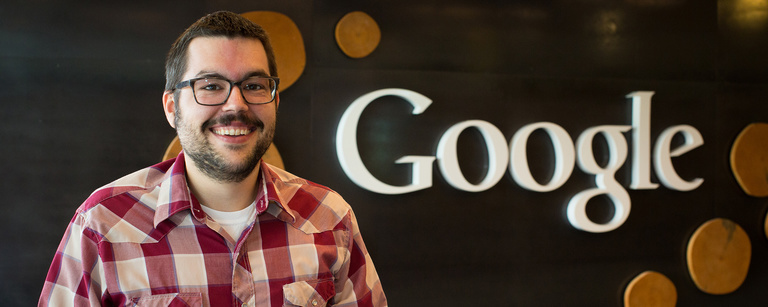 Don Curtis portrait in front of Google sign