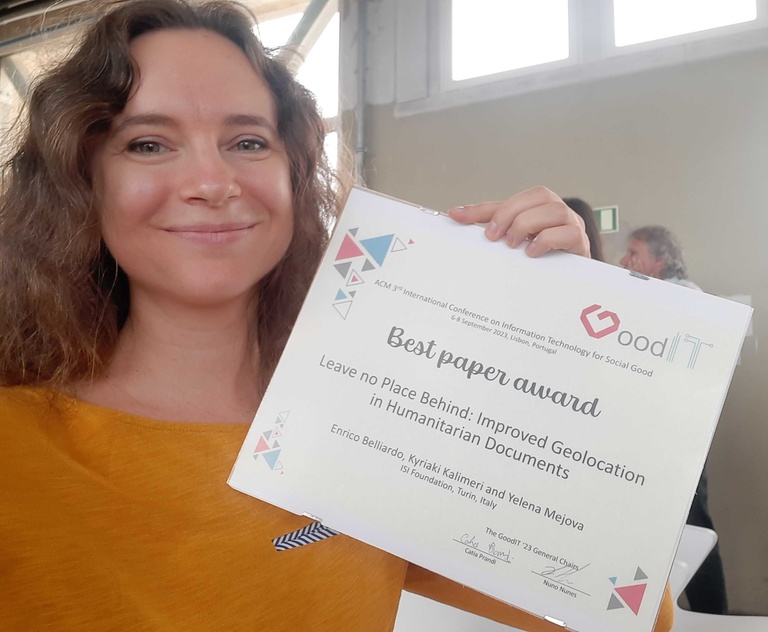 Yelena Mejova portrait with ACM GoodIT Best Paper Award - Source: X