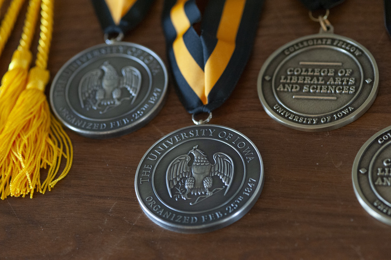 Close up on Faculty Honors medals 2024