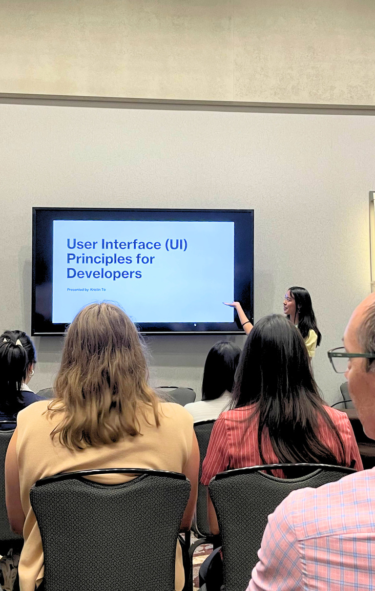 Kristin To presenting at lightning talk at MINK WIC