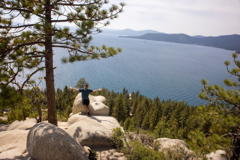 Osama posing by Lake Tahoe