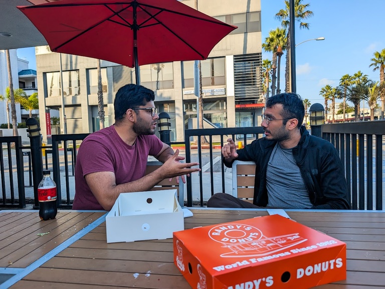 Hussam and Zeeshan at Randy's Donuts