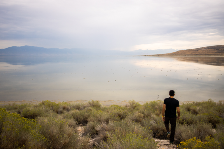 Hussam at the edge of the Great Salt Lake