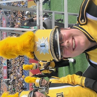 Peter Kamp in marching band uniform