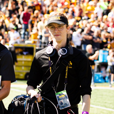 Topher as Marching band audio assistant