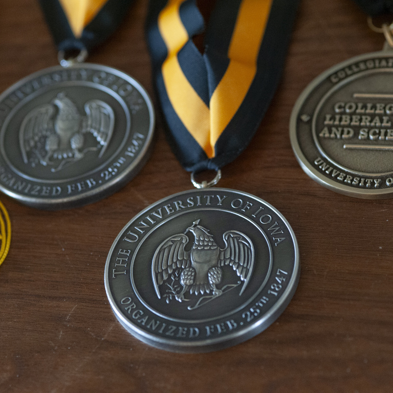 Close up on Faculty Honors medals 2024