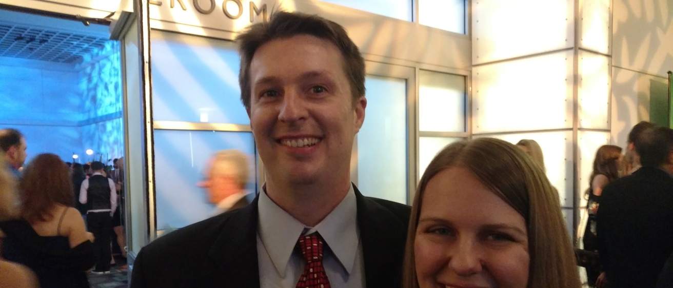 Iowa graduate Greg Nichols celebrating at a Moana wrap-up party.