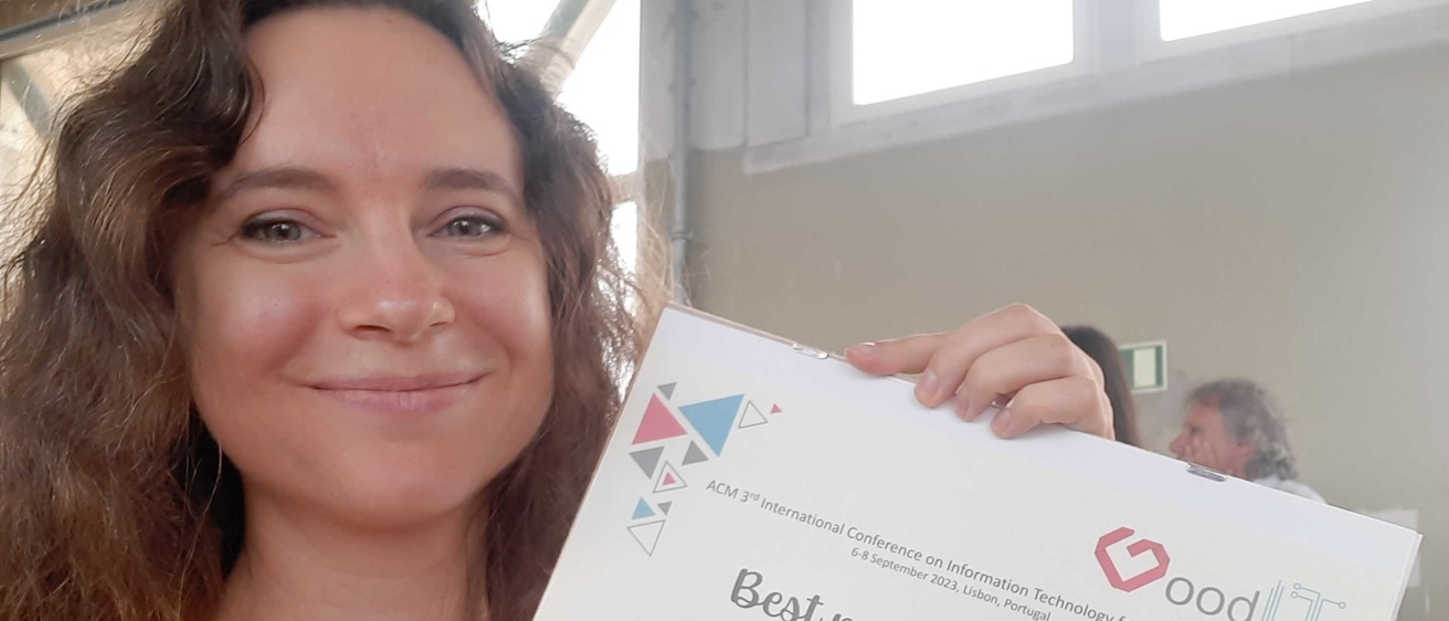 Yelena Mejova portrait with ACM GoodIT Best Paper Award - Source: X