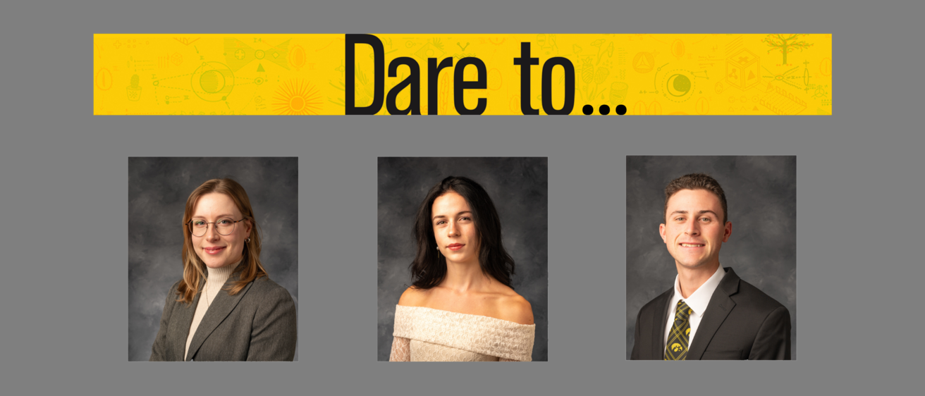 Portraits of UIowaCS students featured in DARE 2024 campaign (inc. joint degrees)