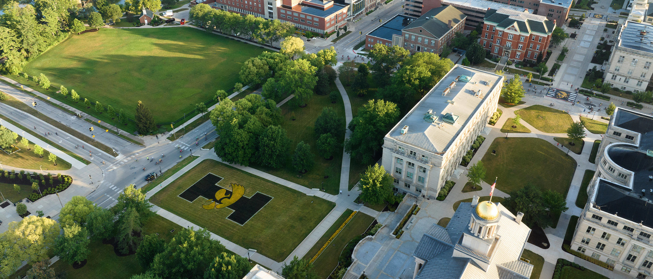 Overhead picture of Pentacrest