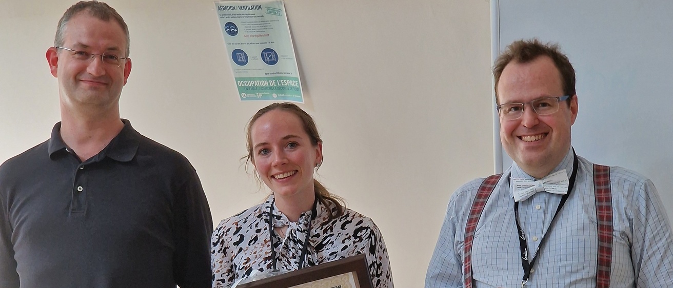 Award winner Katherine Kosaian with PhD advisor André Platzer (left) and Carsten Fuhs.  Courtesy of https://csd.cmu.edu/