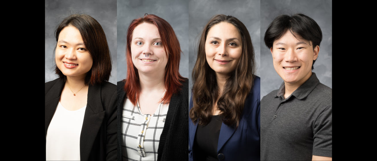 The Department of Computer Science's 2025 Dare to Discover Honorees, (from left to right) Phuong Nguyen, Delaney Norris, Nahid Zeinali, and Liao Zhu.