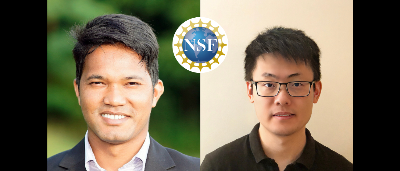 Adhikari and Li portraits with NSF logo
