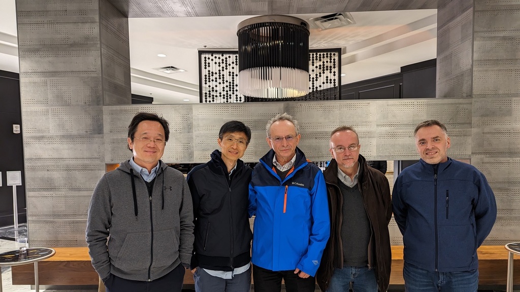 Gruia-Catalin Roman’s former colleagues reunite in 2022 for the ACM Test of Time ceremony. From left, Chenyang Lu; Guoliang Xing, professor in the Department of Information Engineering at The Chinese University of Hong Kong (and Ph.D. advisee of Lu); Roman; Gian Pietro Picco, professor in the Department of Information Engineering and Computer Science at the University of Trento (Roman was his Ph.D. advisor); and Octav Chipara, co-advised by Lu and Roman. Courtesy of http://engineering.unm.edu/news/2022/12/l