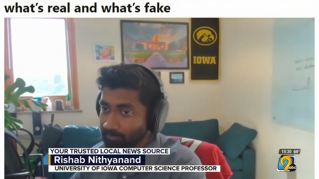 Snapshot of online interview between KCRG and Nithyanand