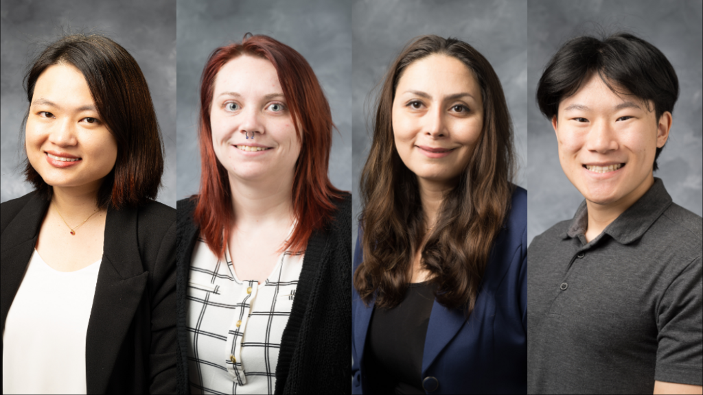 The Department of Computer Science's 2025 Dare to Discover Honorees, (from left to right) Phuong Nguyen, Delaney Norris, Nahid Zeinali, and Liao Zhu.
